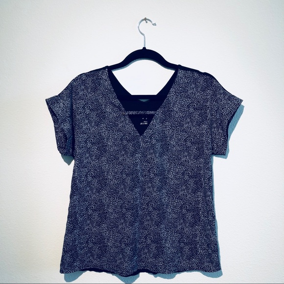 Black & White Flecked Work Top w/ Button Detail - Picture 3 of 4